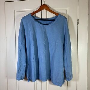 Habitat XXL Blue Cotton Blend Top Casual Comfy‎ Lagenlook Comfort Sweatshirt